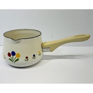 Vintage 1985 Tulip Tyme Enamel Cooking pot W/Pour Spout See Photos